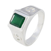 Araya Modern Green Solitaire Ring with Silver Band